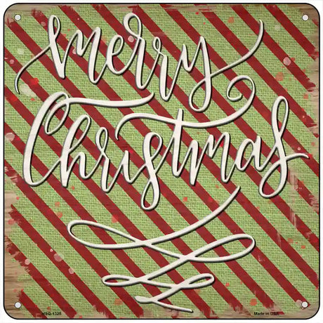 Merry Christmas Red and Green Novelty Metal Square Sign 6" (MSQ)