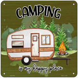 Camping Is My Happy Place Novelty Metal Square Sign 6" (MSQ)