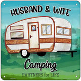 Husband & Wife Camping Novelty Metal Square Sign 6" (MSQ)