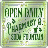 Pharmacy and Soda Fountain Novelty Metal Square Sign 6" Sign (MSQ)
