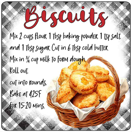 Biscuits Recipe Novelty Metal Square Sign SQ-1678