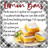 Lemon Bars Recipe Novelty Metal Square Sign SQ-1687