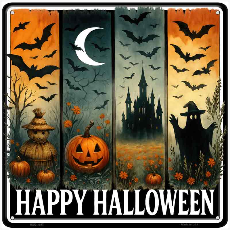Happy Halloween Novelty Metal Square Sign SQ-1697
