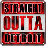 Straight Outta Detroit Black Novelty Metal Square Sign 6" (MSQ)