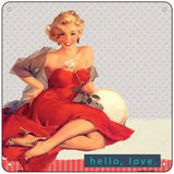 Hello Love Novelty Metal Square Sign 6" (MSQ)