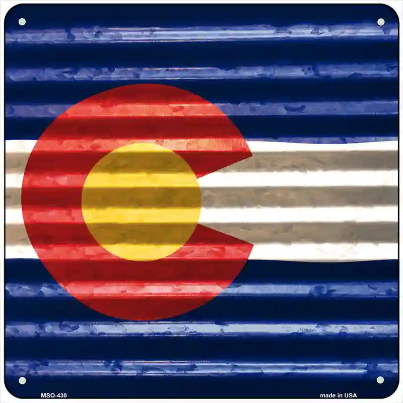 Colorado Flag Corrugated Effect Novelty Square Sign 6" Sign (MSQ)