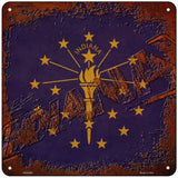 Indiana Rusty Stamped Novelty Metal Square Sign 6" (MSQ)
