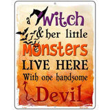 Witch Monsters Devil Metal Novelty Parking Sign 9" x 12" (P)