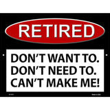 Retired Metal Novelty Parking Sign 9" x 12" (P)
