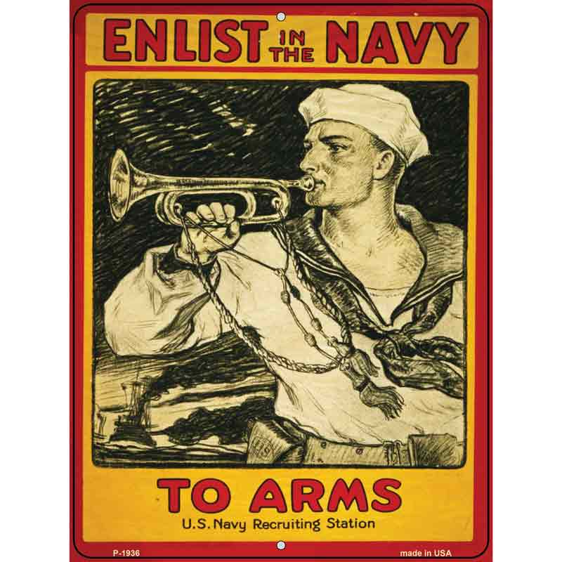 Enlist in the Navy Vintage Poster Parking Sign 9" x 12" Sign (P)