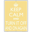 Keep Calm Turn It Off And On Again Metal Novelty Parking Sign 9" x 12" Sign (P)
