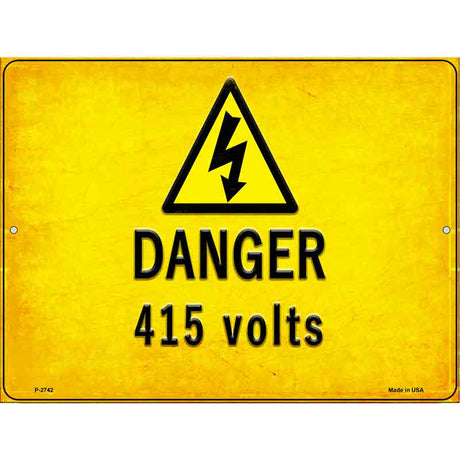 Danger 415 Volts Novelty Metal Parking Sign 9" x 12" (P)