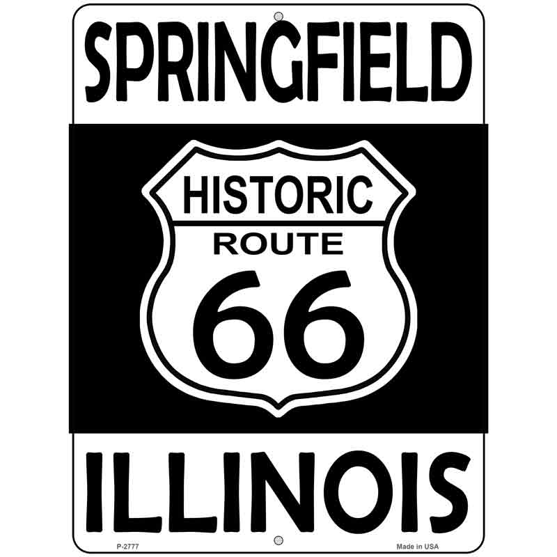 Springfield Illinois Historic Route 66 Novelty Metal Parking Sign 9" x 12" (P)