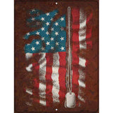 American Flag With Dog Tags Novelty Metal Parking Sign 9" x 12" Sign (P)