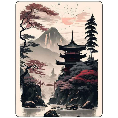 Japanese Pagoda Landscape Metal Novelty Parking Sign P-4478 9" x 12" Sign (P)