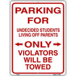 Parking For Undecided Students Metal Novelty Parking Sign 9" x 12" (P)