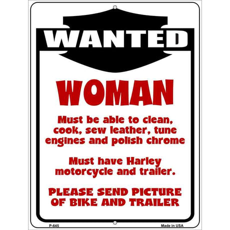 Woman Wanted Metal Novelty Parking Sign P-645 9" x 12" (P)