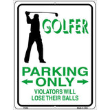 Golfer Parking Only Male Metal Novelty Parking Sign 9" x 12" (P)