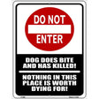 Do Not Enter Dog Bites Metal Novelty Parking Sign 9" x 12" (P)