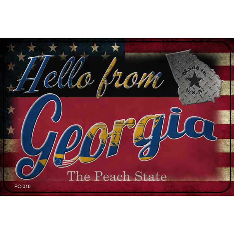 Hello From Georgia Novelty Metal Postcard PC-010