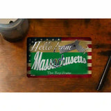 Hello From Massachusetts Novelty Metal Postcard PC-021