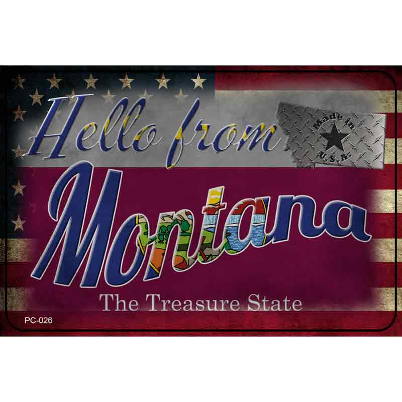 Hello From Montana Novelty Metal Postcard PC-026