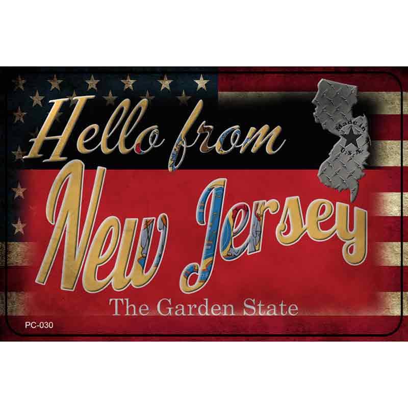 Hello From New Jersey Novelty Metal Postcard PC-030