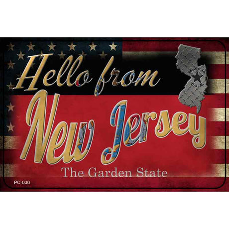 Hello From New Jersey Novelty Metal Postcard PC-030
