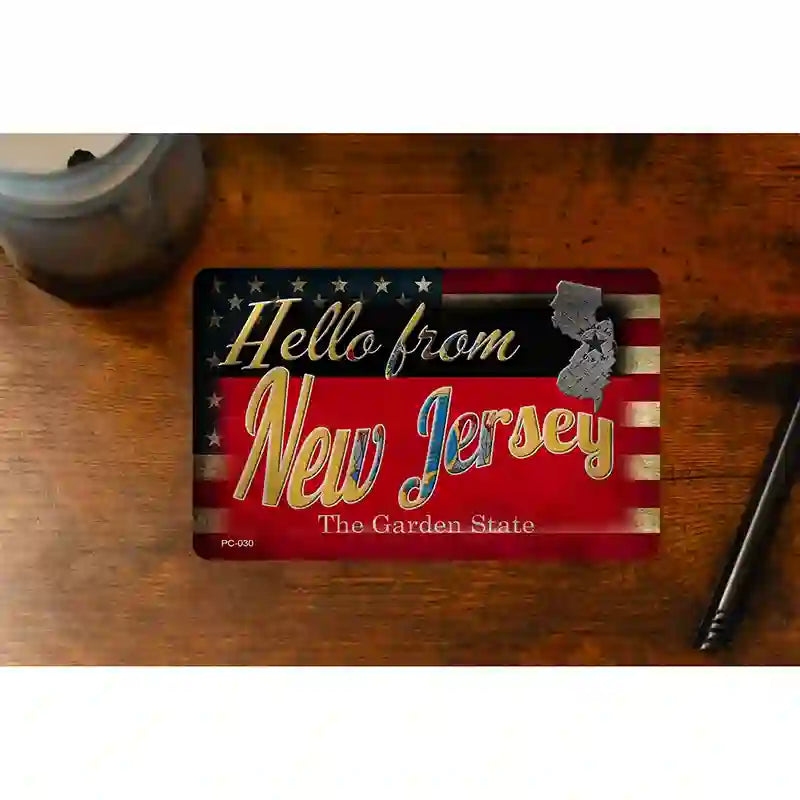 Hello From New Jersey Novelty Metal Postcard PC-030