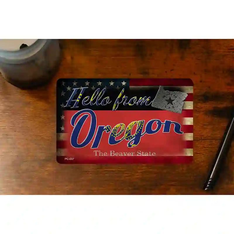 Hello From Oregon Novelty Metal Postcard PC-037