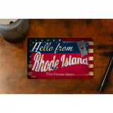 Hello From Rhode Island Novelty Metal Postcard PC-039