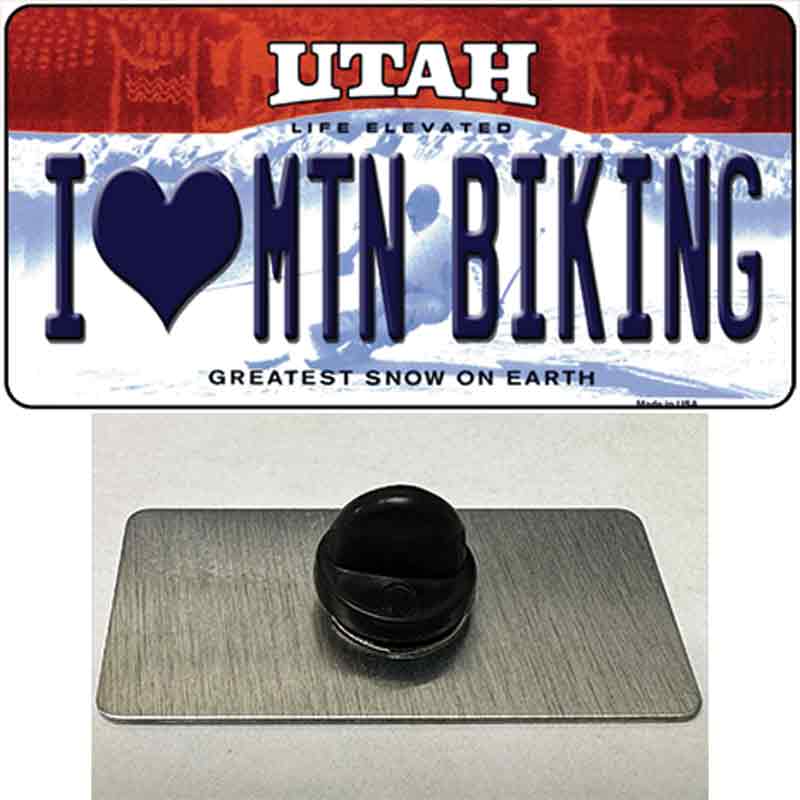 I Love Mtn Biking Utah Novelty Metal Hat Pin