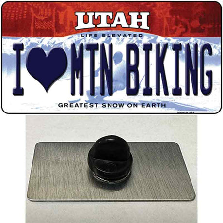 I Love Mtn Biking Utah Novelty Metal Hat Pin