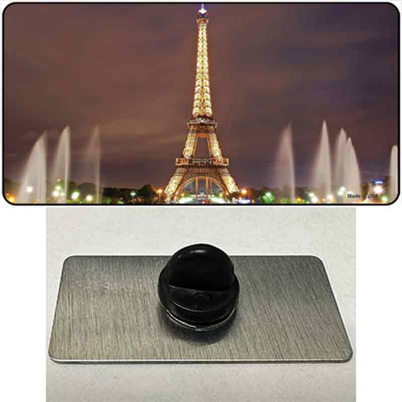 Eiffel Tower Night With Fountain Novelty Metal Hat Pin