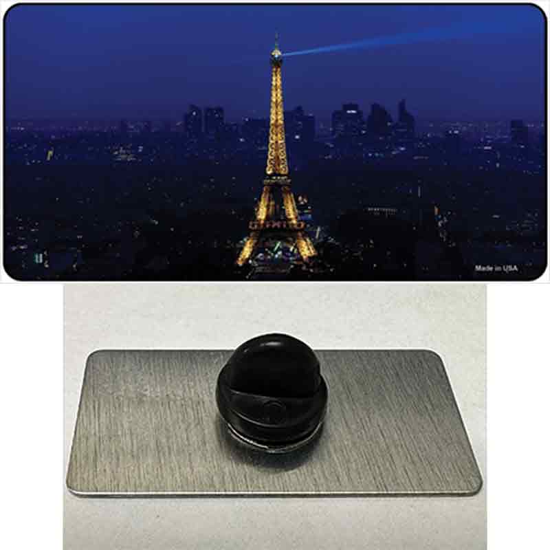 Eiffel Tower Night With City Skyline Novelty Metal Hat Pin
