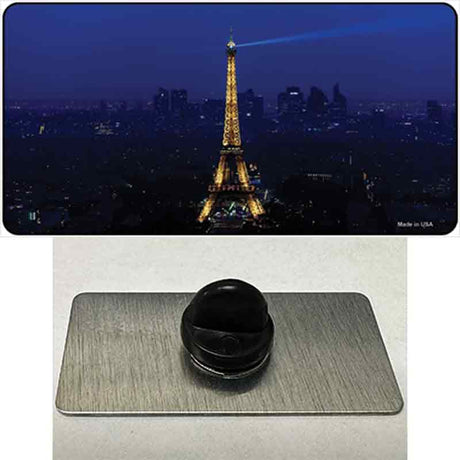 Eiffel Tower Night With City Skyline Novelty Metal Hat Pin