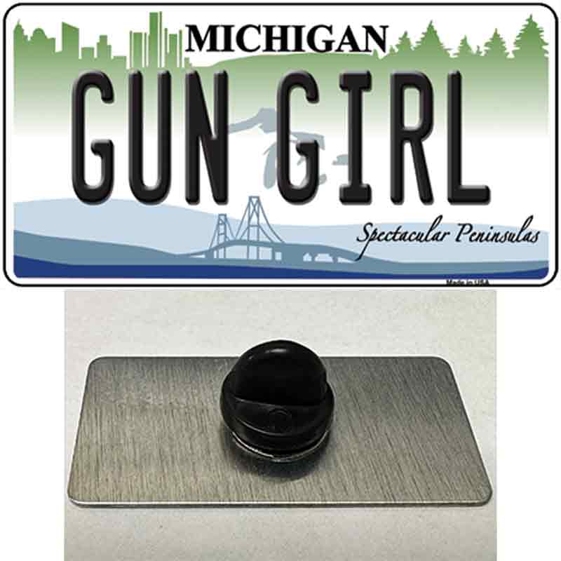 Gun Girl Michigan Novelty Metal Hat Pin