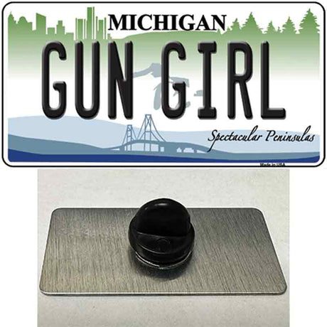 Gun Girl Michigan Novelty Metal Hat Pin
