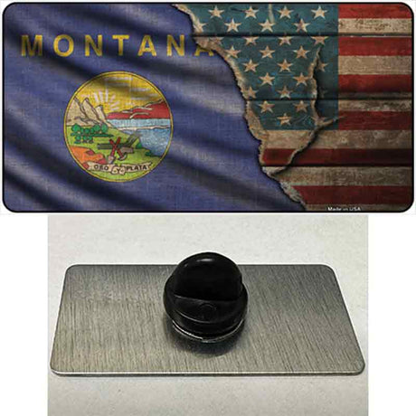 Montana/American Flag Novelty Metal Hat Pin