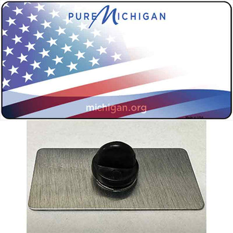 Pure Michigan Plate American Flag Novelty Metal Hat Pin