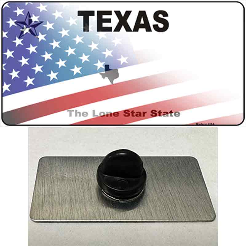 Texas White with American Flag Novelty Metal Hat Pin