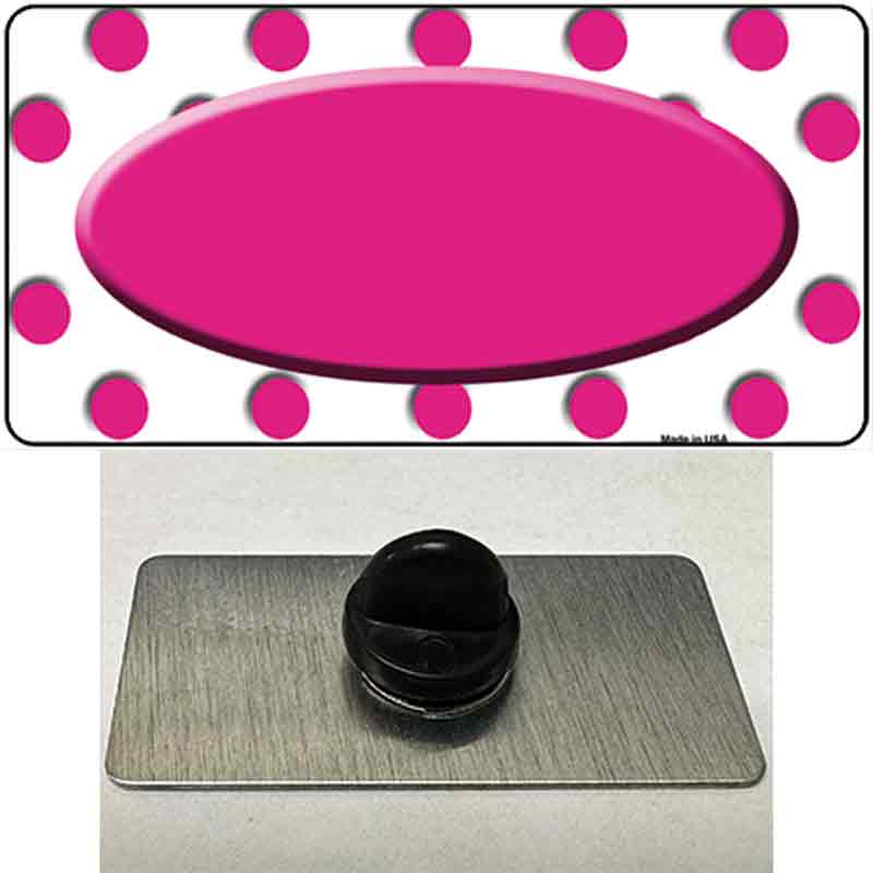Hot Pink White Polka Dot Center Oval Novelty Metal Hat Pin