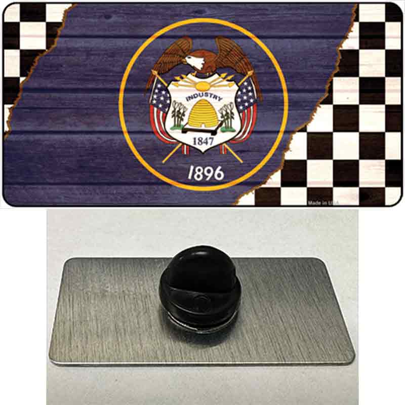 Utah Racing Flag Novelty Metal Hat Pin Tag