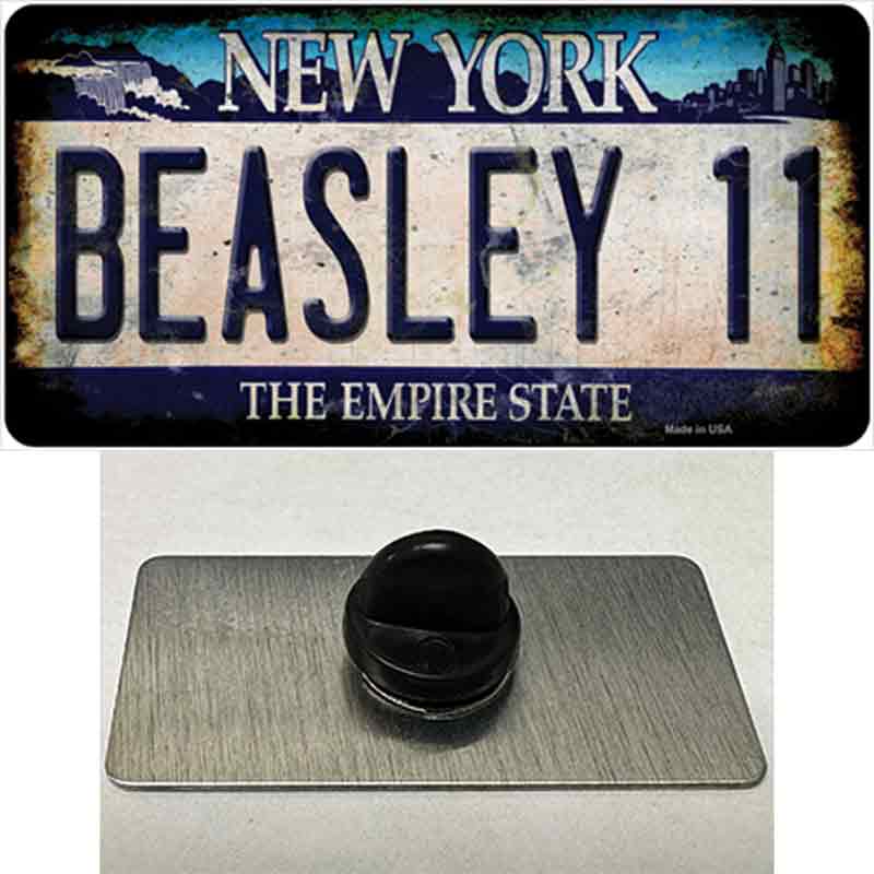 Beasley 11 New York Blue Novelty Metal Hat Pin Tag 1.5" x 0.75" Lapel Pin (PIN)