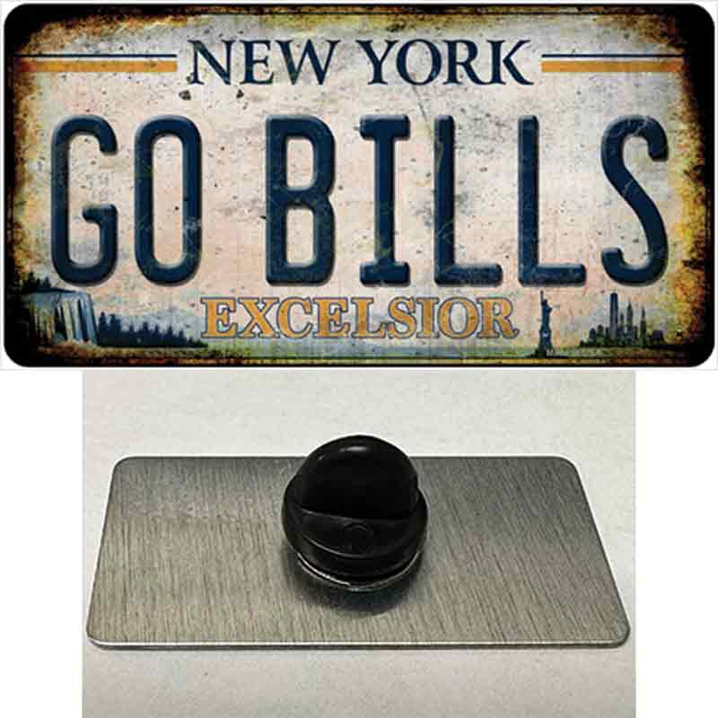 Go Bills New York White Novelty Metal Hat Pin Tag 1.5" x 0.75" Lapel Pin (PIN)