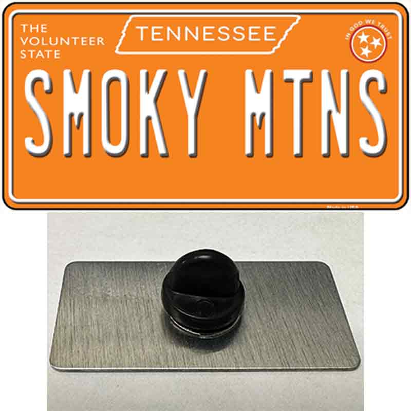 Smoky Mtns Tennessee Orange Novelty Metal Hat Pin Tag 1.5" x 0.75" Lapel Pin (PIN)