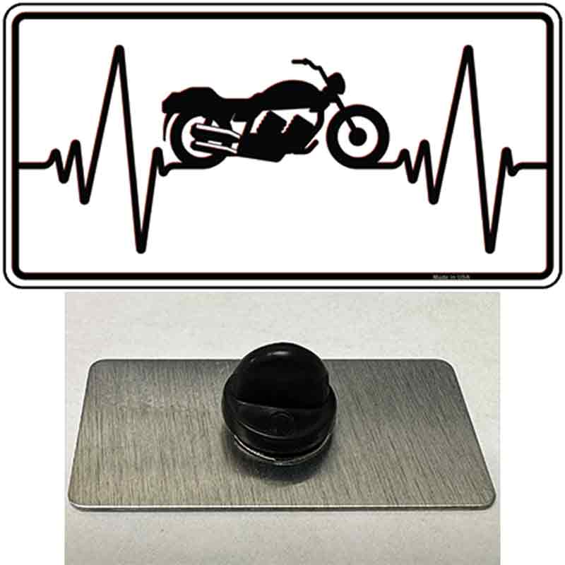 Motorcycle Heart Beat Novelty Metal Hat Pin Tag 1.5" x 0.75" Lapel Pin (PIN)