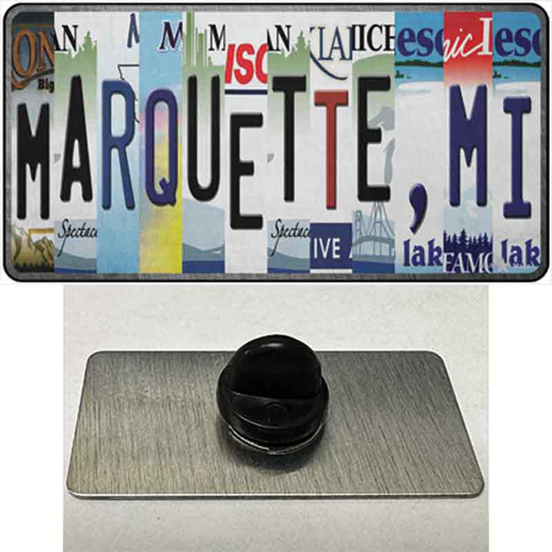 Marquette MI Strip Art Novelty Metal Hat Pin Tag 1.5" x 0.75" Lapel Pin (PIN)
