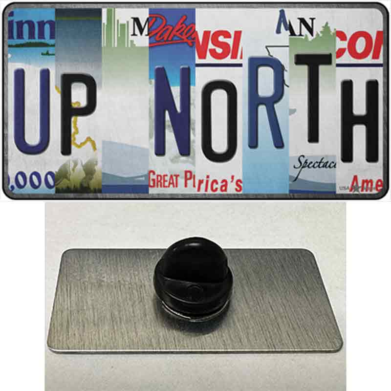 Up North Strip Art Novelty Metal Hat Pin Tag 1.5" x 0.75" Lapel Pin (PIN)