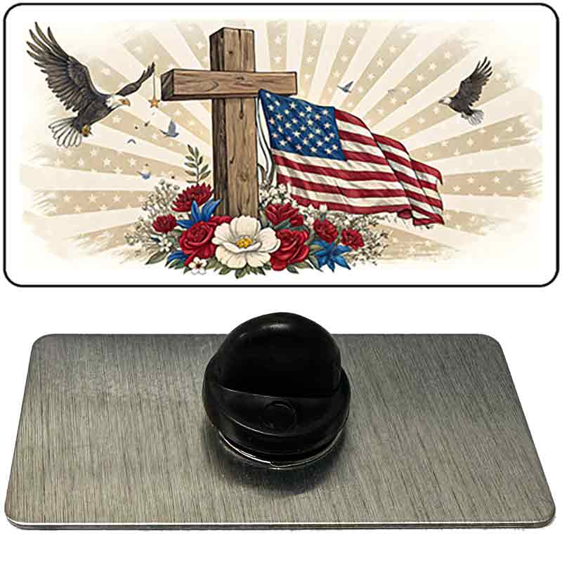 Eagle Flag and Cross Novelty Metal Hat Pin PIN-LP-14510
